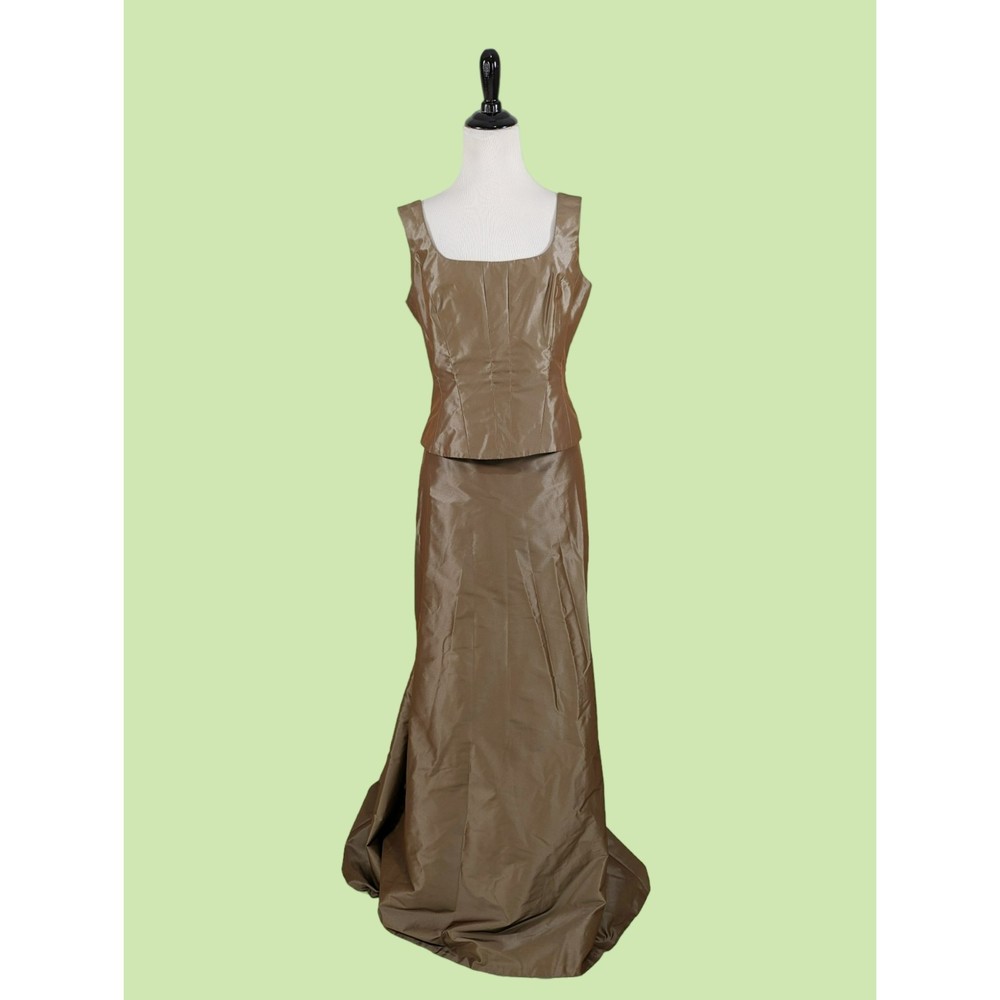 Carmen Marc Valvo Collection 2 Pc Tank top size 8 & maxi Skirt  bronze Size 6‎